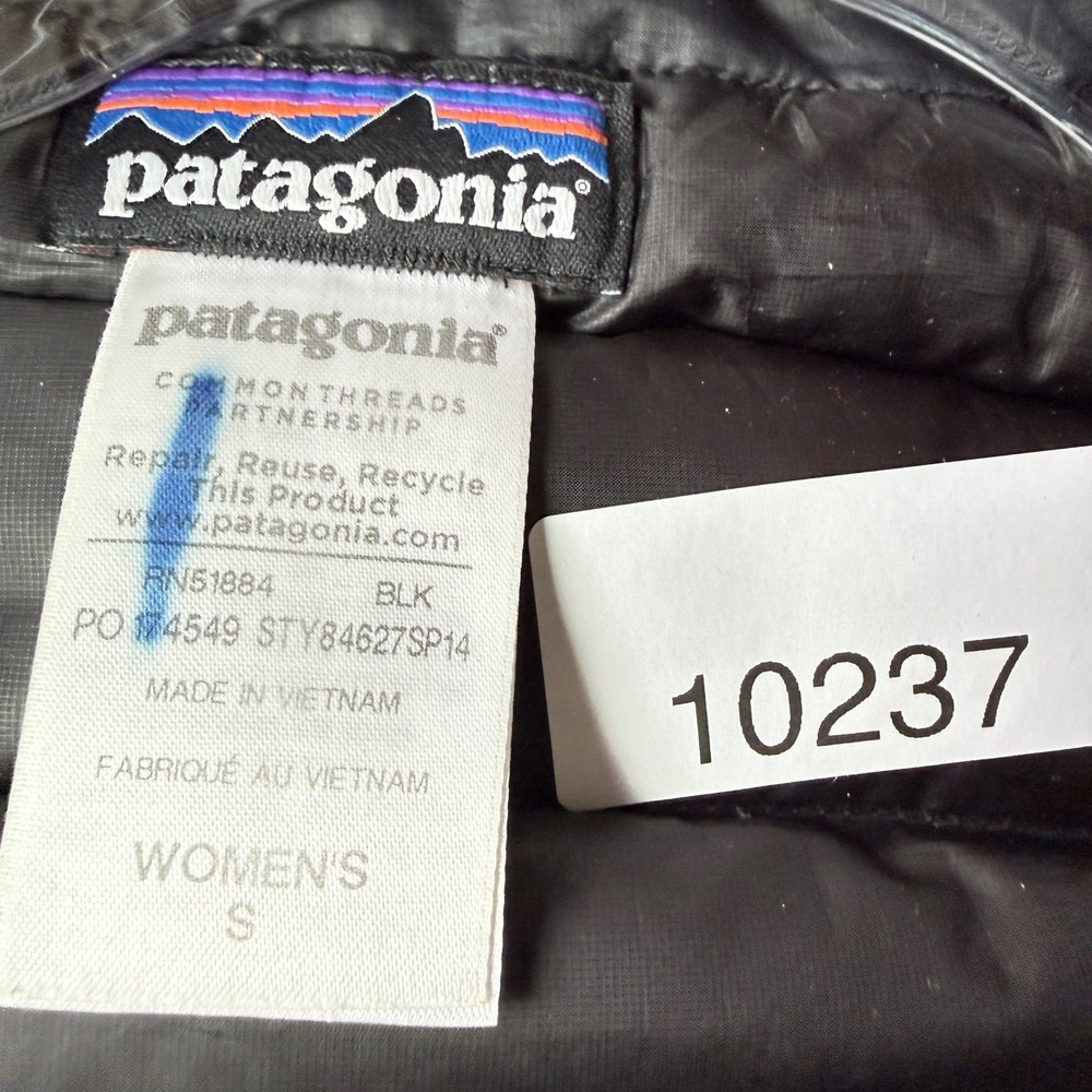 Patagonia Down Sweater Vest Womens S Black‎ 84627 Full Zip Puffer Udi's Logo - Picture 13 of 13